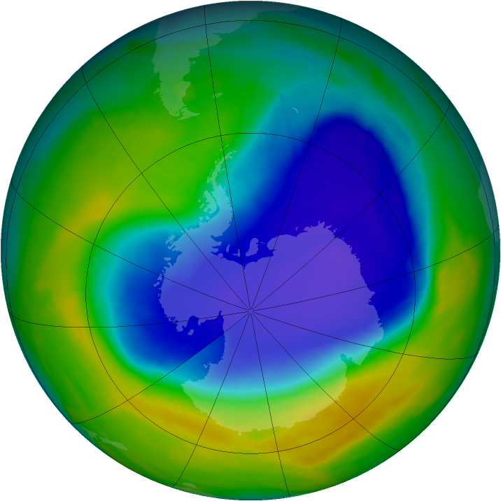 Antarctic ozone map for 24 October 2008